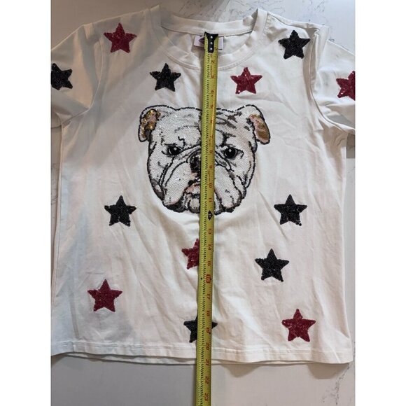Sparkle City Bulldog Sequined Shirt UGA Bulldogs Women’s Small Patriotic - Picture 8 of 8